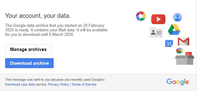 downloaded google account data